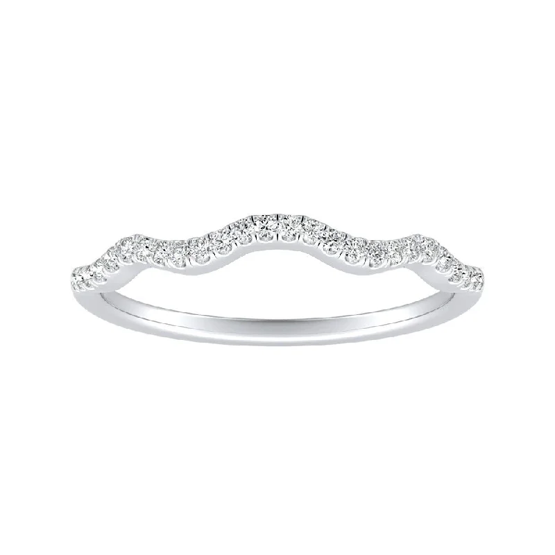 Women’s vintage diamond solitaire engagement rings-Auriya 1/10ctw Curved Diamond Wedding Band Platinum