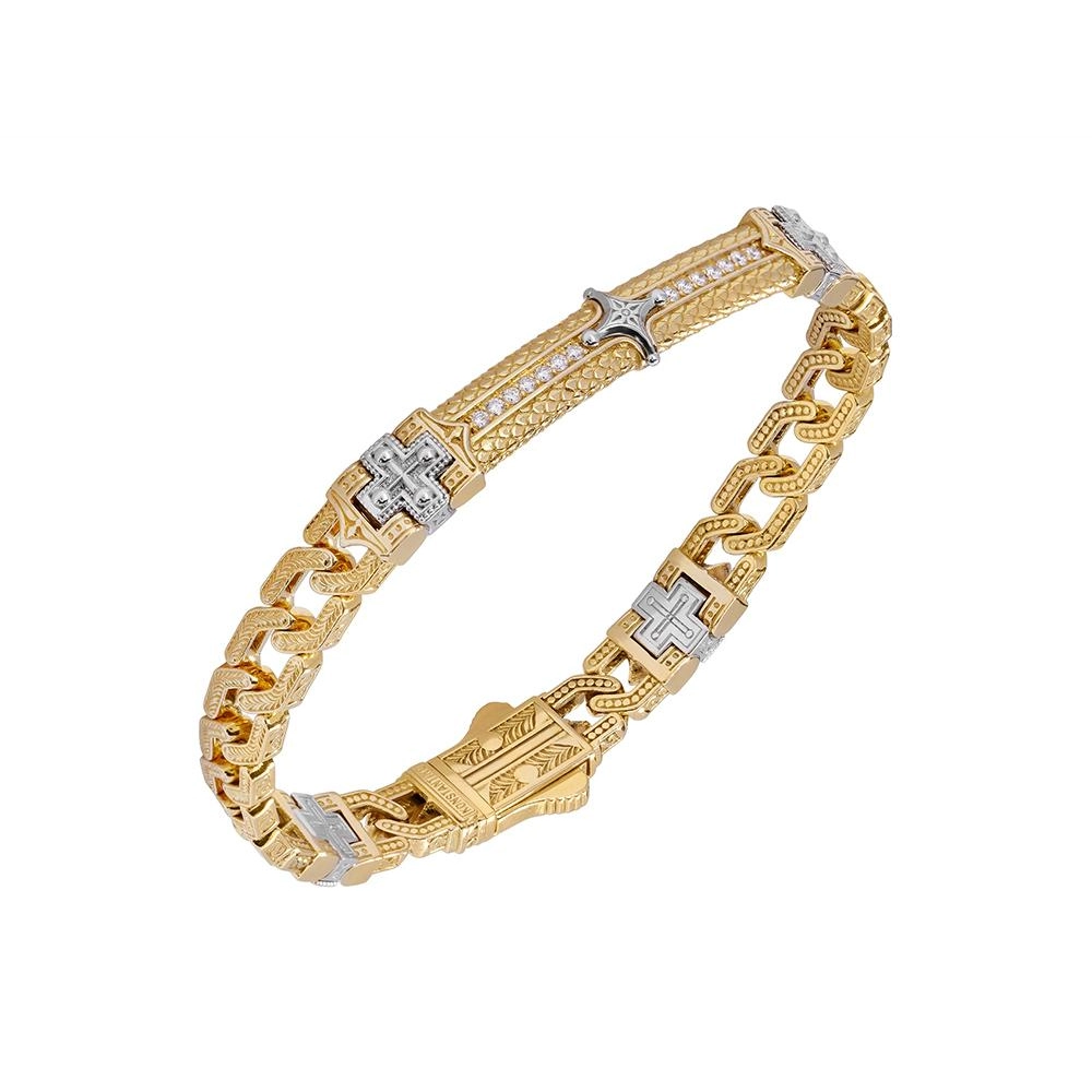 Women’s crystal bangles-Konstantino Mens Kavafi 18K Yellow Gold Diamond Link Bracelet