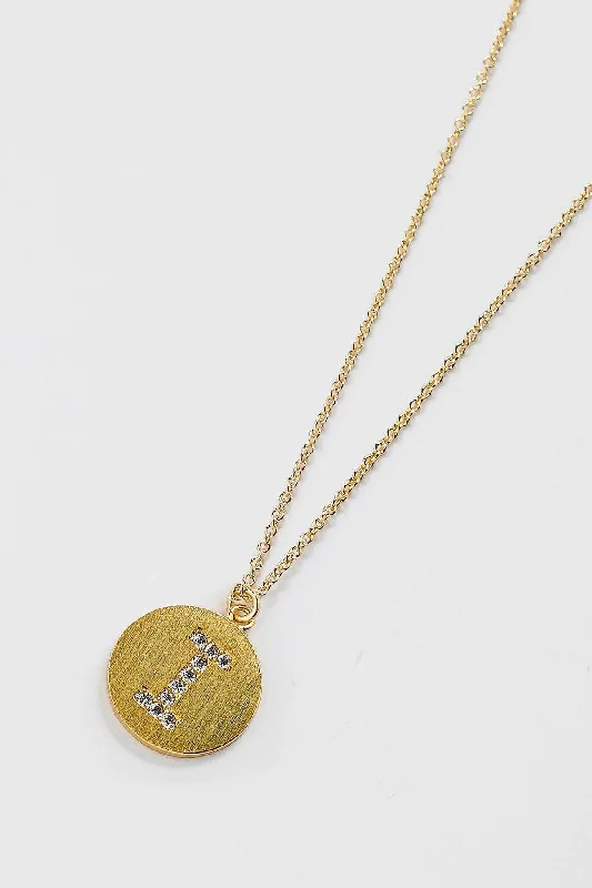 Women’s romantic necklaces-I Initial Necklace in Gold