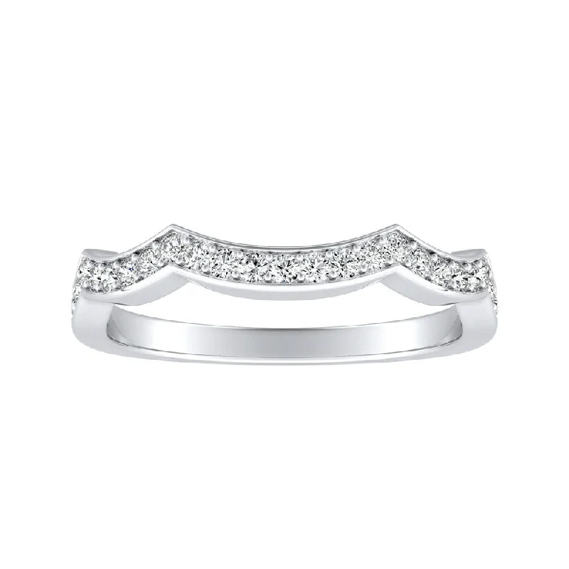 Women’s princess diamond engagement rings-Auriya 1/5ctw Contoured Diamond Wedding Band Platinum