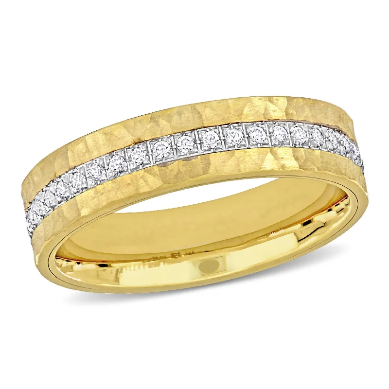 Women’s unique engagement rings-Miadora 1/2ct TGW Cubic Zirconia Eternity Wedding Band Two-Tone 14k Gold