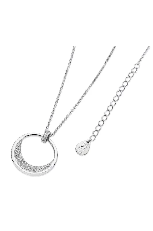 Women’s wedding necklaces-White Floating Moon Pendant