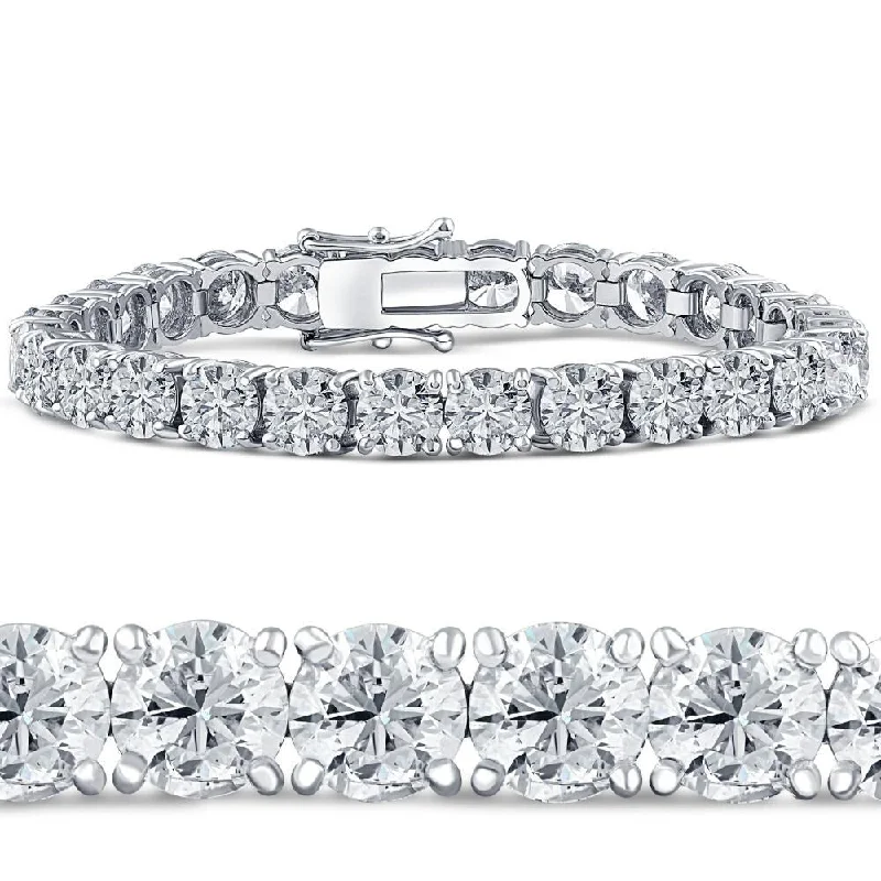 Women’s clasped bracelets-26.94Ct TW Round Diamond 7" Tennis Bracelet White Gold Lab Grown