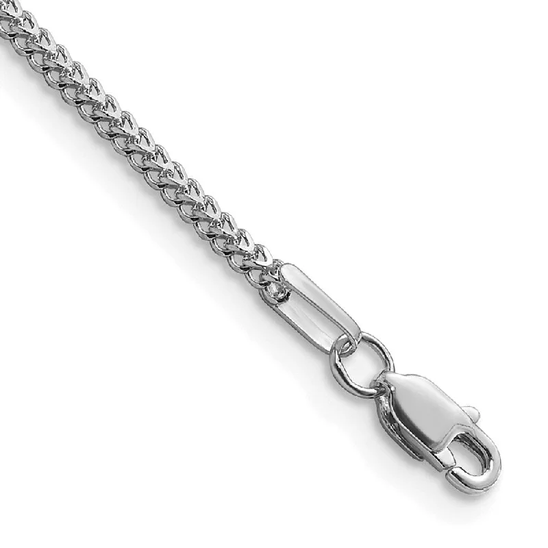 Women’s diamond bangle bracelets-14k White Gold 1.3mm Franco Chain Bracelet, 7"