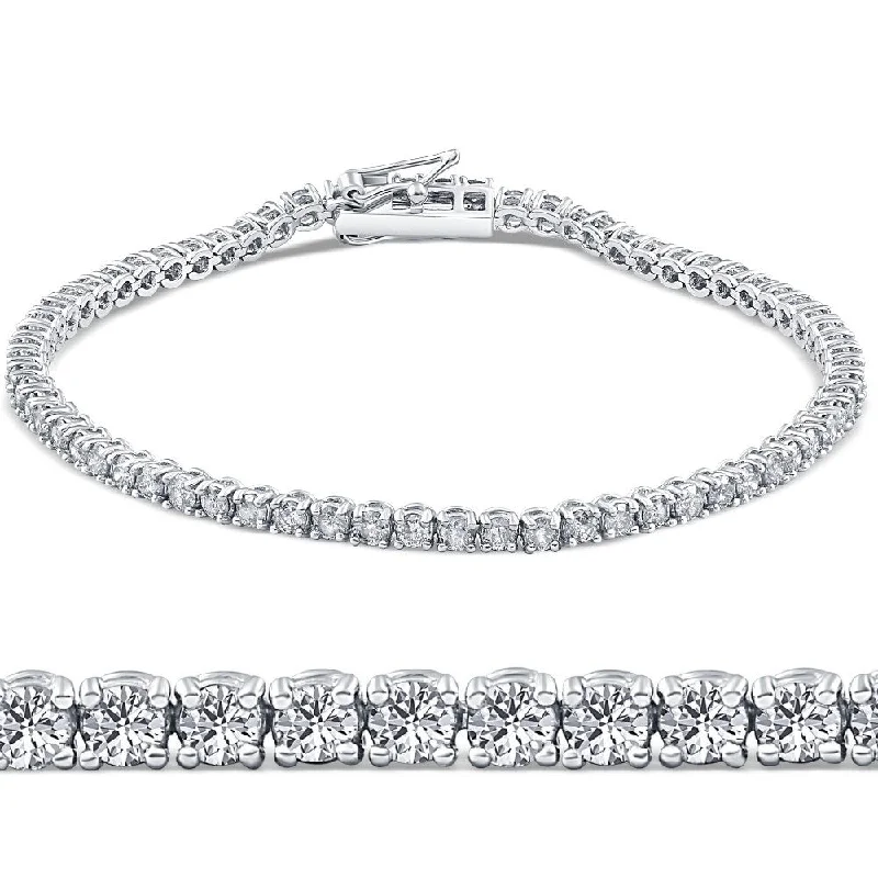 Women’s matching bracelets and rings-3ct Diamond Tennis Bracelet White Gold Round Brilliant Cut 7 Inches