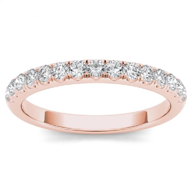 Women’s channel set engagement rings-De Couer 10k Rose Gold 1/3ct TDW Wedding Band