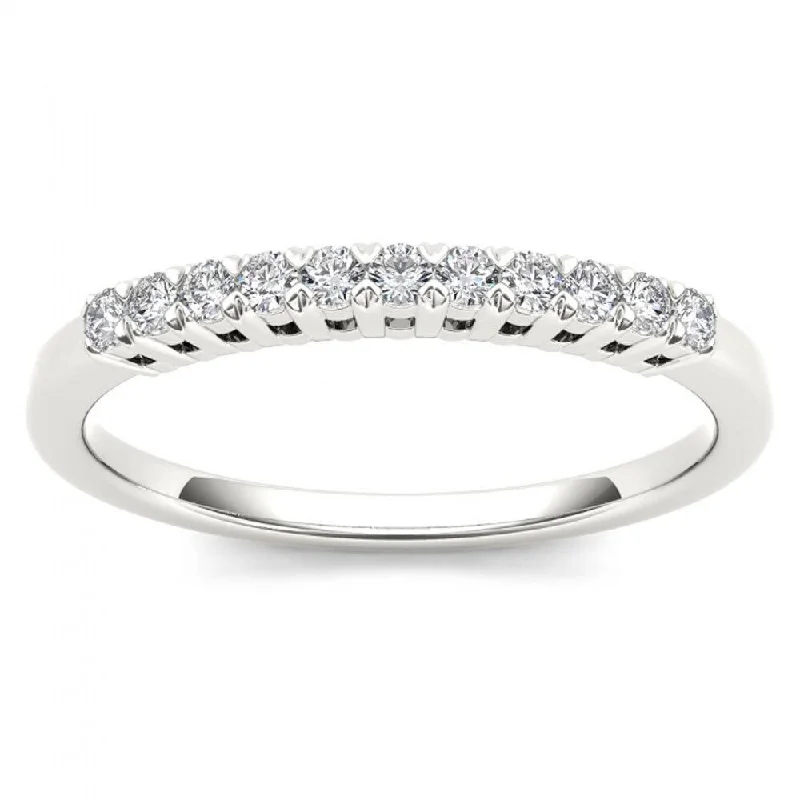 Women’s white gold halo engagement rings-De Couer 10k White Gold 1/5ct TDW Diamond Women's Wedding Band - White H-I