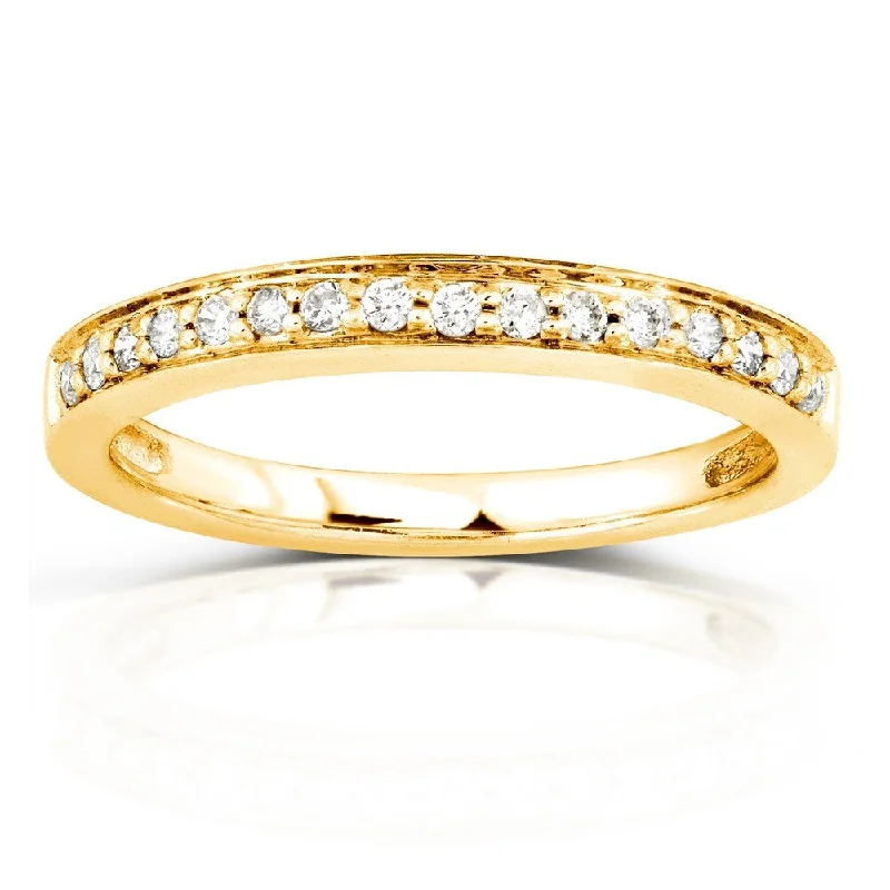 Women’s twist engagement rings-Annello by Kobelli 14k Yellow Gold 1/6ct TDW Diamond Wedding Band