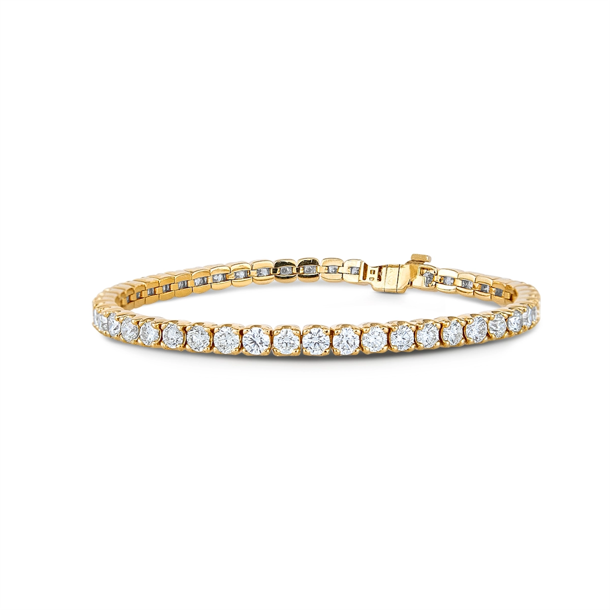 Women’s wide cuff bracelets-14K Yellow Gold Diamond Tennis Bracelet