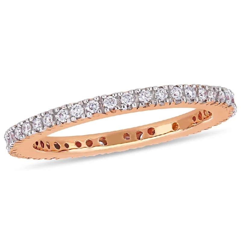 Women’s vintage diamond solitaire engagement rings-Miadora 14k Rose Gold 1/4ct TDW Diamond Stackable Full-Eternity Wedding Band