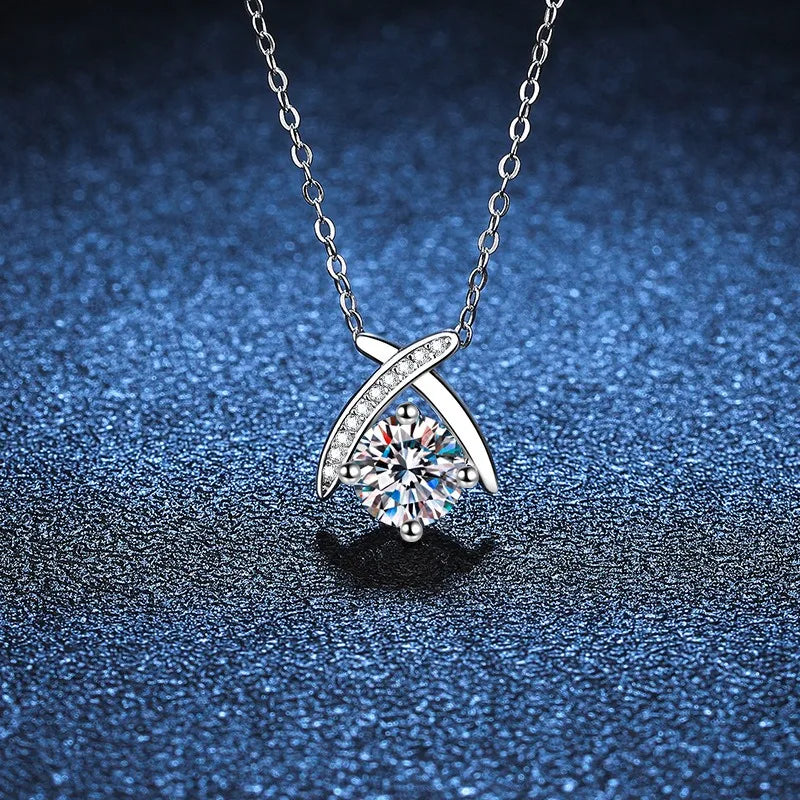 Women’s layered necklaces-Sterling Silver Inlay Splicing Moissanite Zircon Pendant Necklace