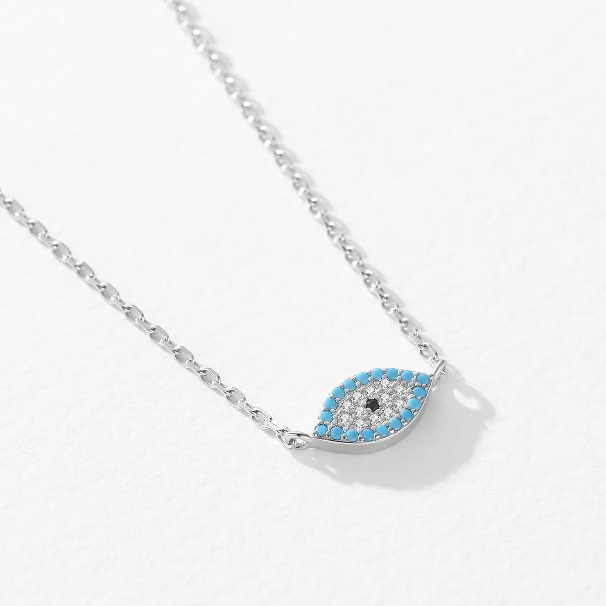 Women’s opal necklaces-Wholesale Ins Style Elegant Devil'S Eye Sterling Silver Rhodium Plated Turquoise Zircon Pendant Necklace