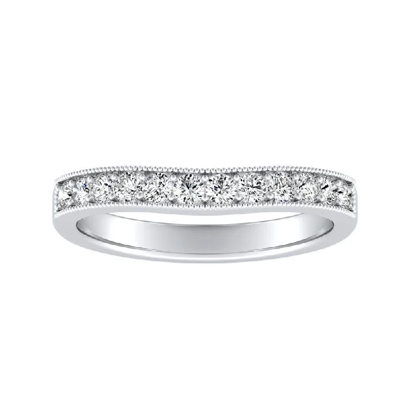 Women’s statement engagement rings-Auriya Platinum 1/3ctw Round Diamond Wedding Band