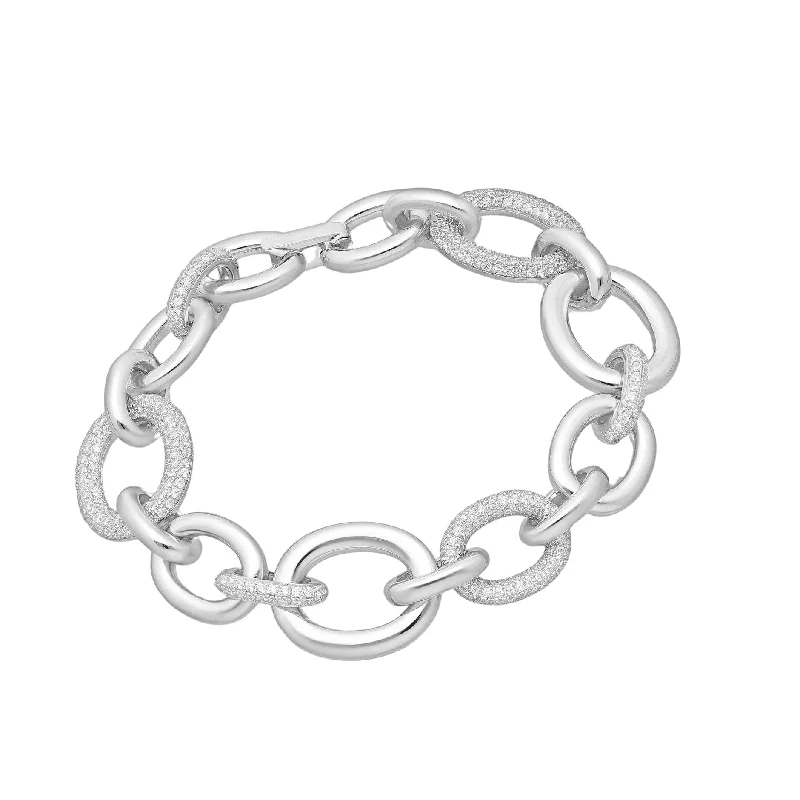 Women’s engraved charm bracelets-Sterling Silver Link Statement Bracelet