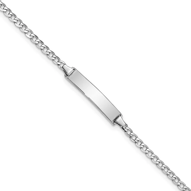 Women’s statement bracelets-Curata 4.3mm 14k White Gold Engravable Flat Curb Link ID Bracelet 7 Inch