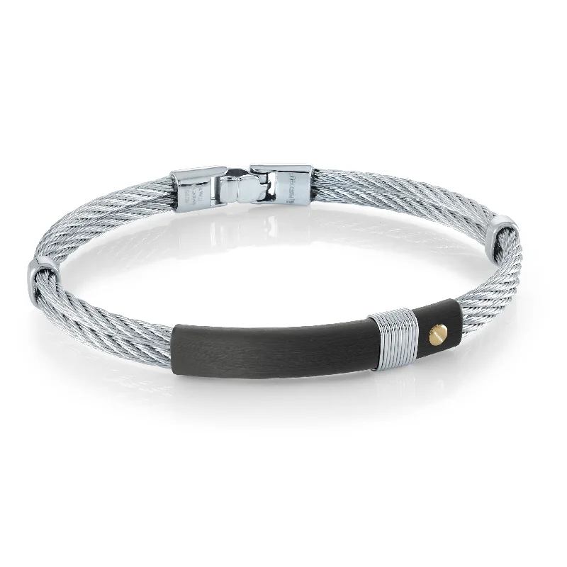 Women’s cuff bracelets-ITALGEM STEEL - STAINLESS STEEL CABLE BRACELET