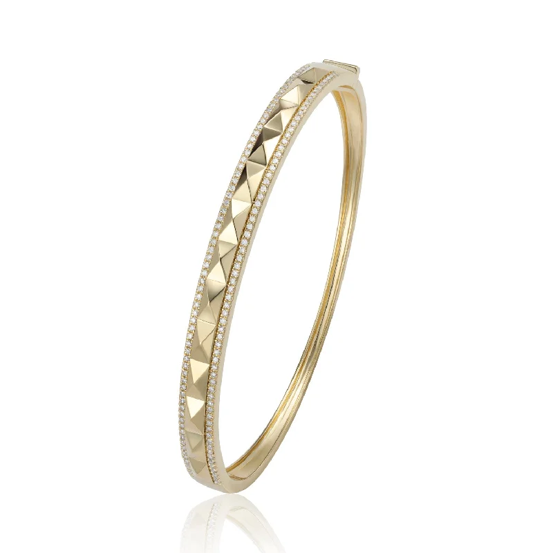 Women’s multi-strand bracelets-LUVENTE - PYRAMID DIAMOND BANGLE BRACELET