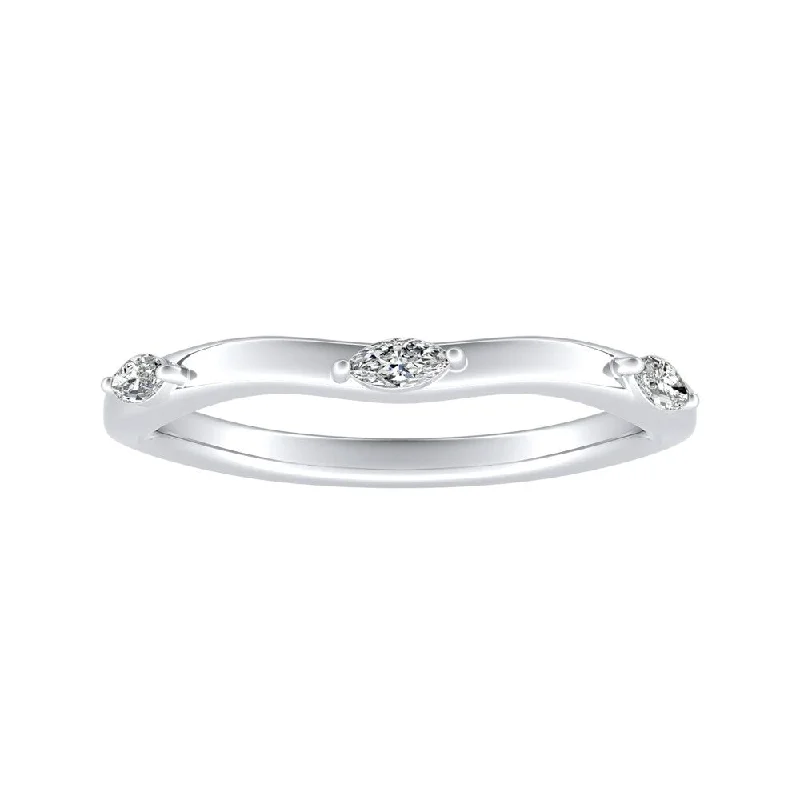 Women’s solitaire diamond engagement rings-Auriya 1/10ctw Marquise Accent Diamond Wedding Band Platinum