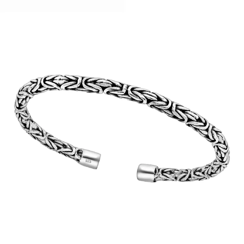 Women’s pearl bangles-Sterling Silver Braided Cuff Bracelet