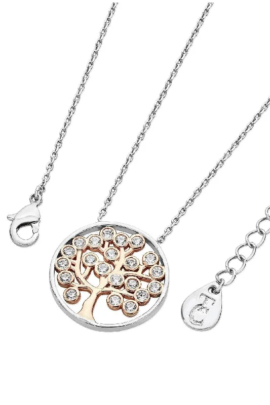 Women’s adjustable necklaces-Two Tone Tree Pendant