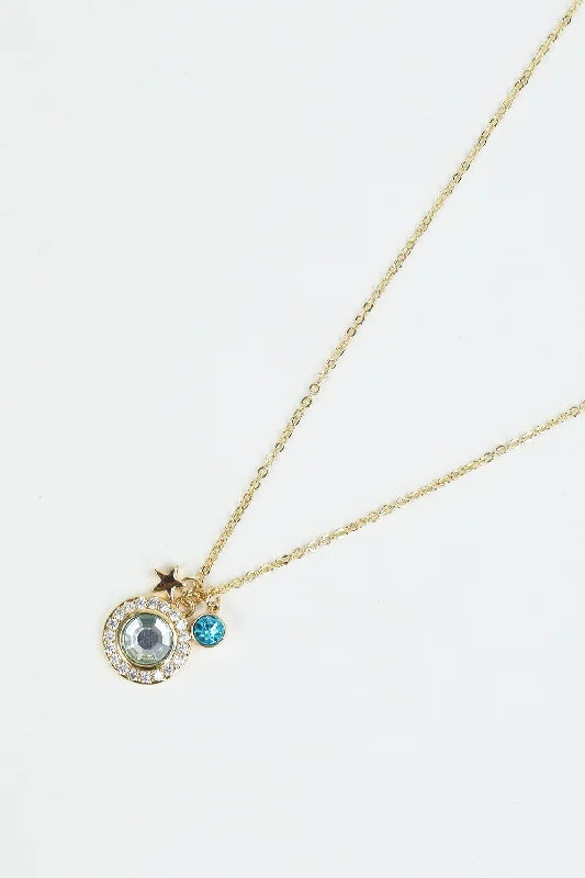 Women’s silver charm necklaces-December Birthstone Charm Necklace