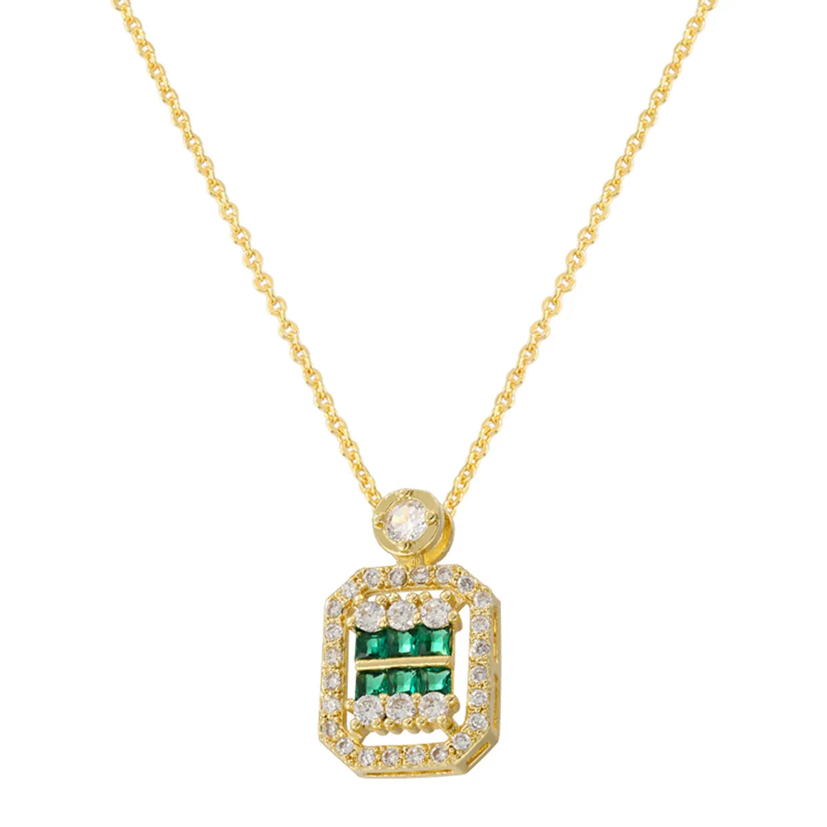 Gold Green Diamond Necklace