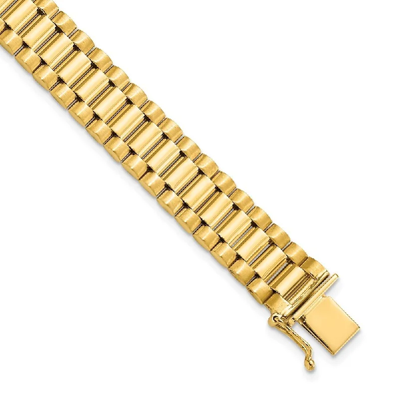 Women’s bracelet sets-14k Yellow Gold 10mm Men's Satin and Polished Link Bracelet, 8"