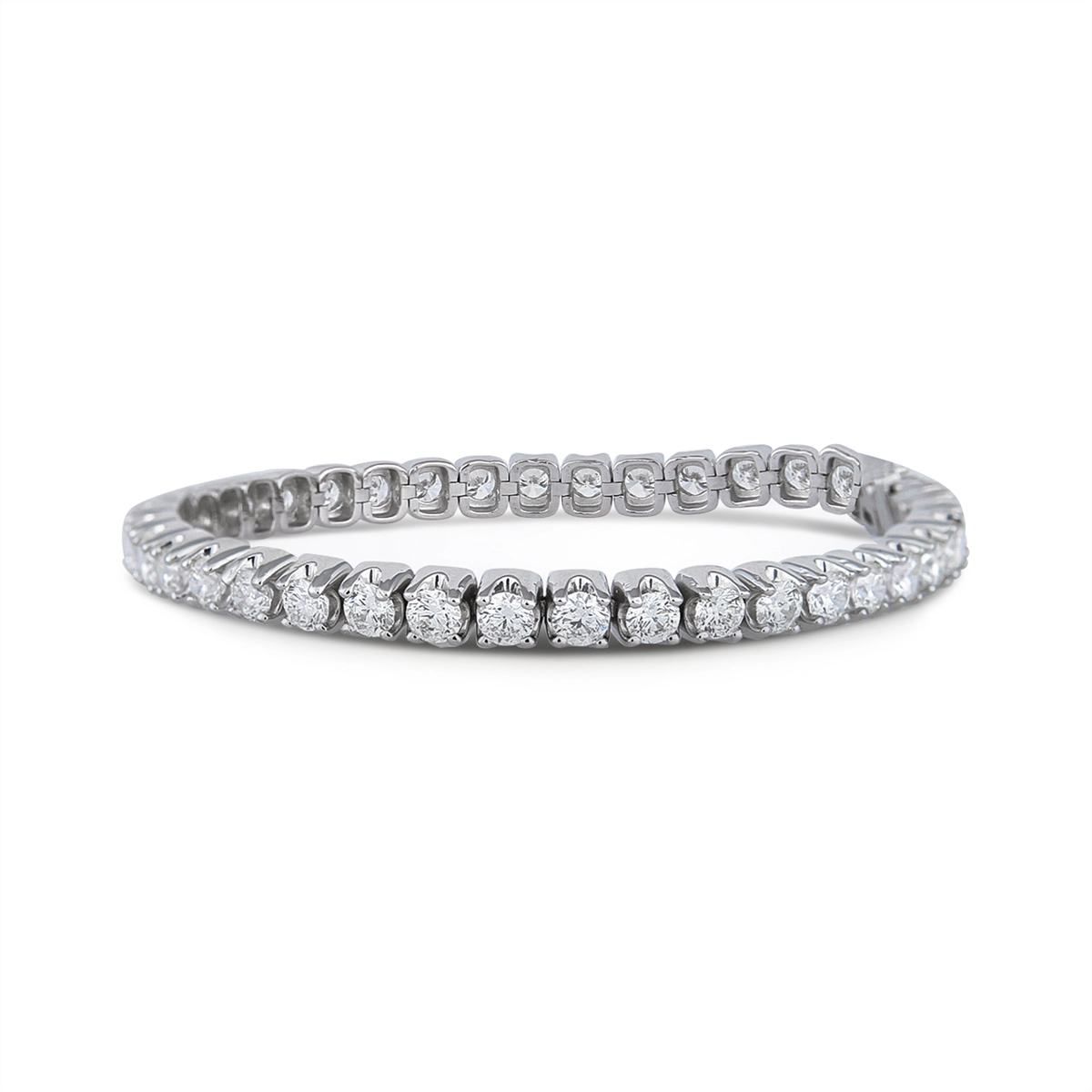 Women’s simple bangles-14K White Gold Diamond Tennis Bracelet