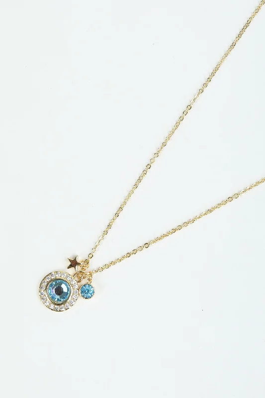 Women’s infinity pendant necklaces-March Birthstone Charm Necklace