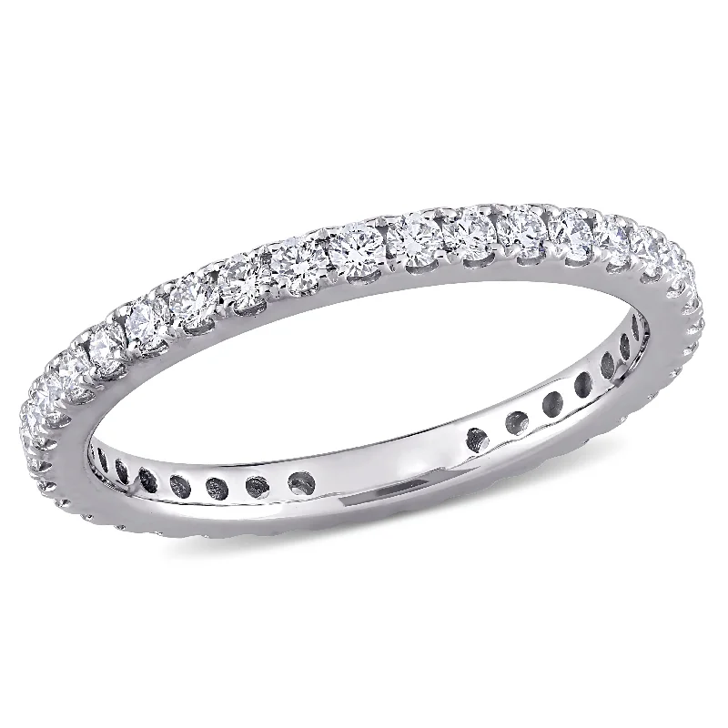 Women’s sustainable engagement rings-Miadora 14k White Gold 1ct TDW Diamond Stackable Eternity Wedding Band Ring