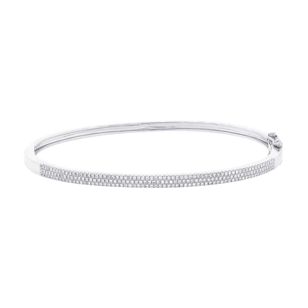 Women’s gold-plated bracelets-14K White Gold Pave Diamond Bangle Bracelet