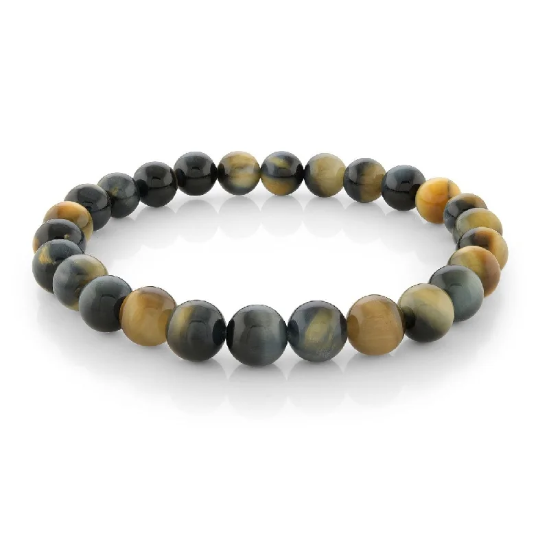 Women’s charm bracelets-ITALGEM STEEL - TIGERS EYE BEAD STRETCH BRACELET