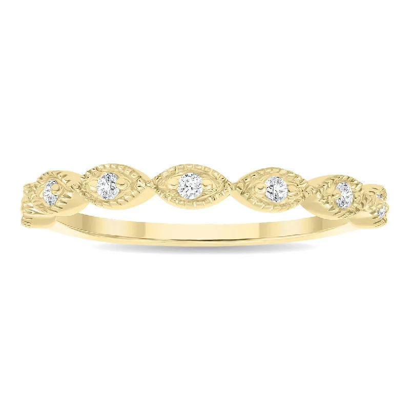 Women’s vintage engagement rings-Women's 1/10 Carat TW Diamond Wedding Band in 10K Yellow Gold