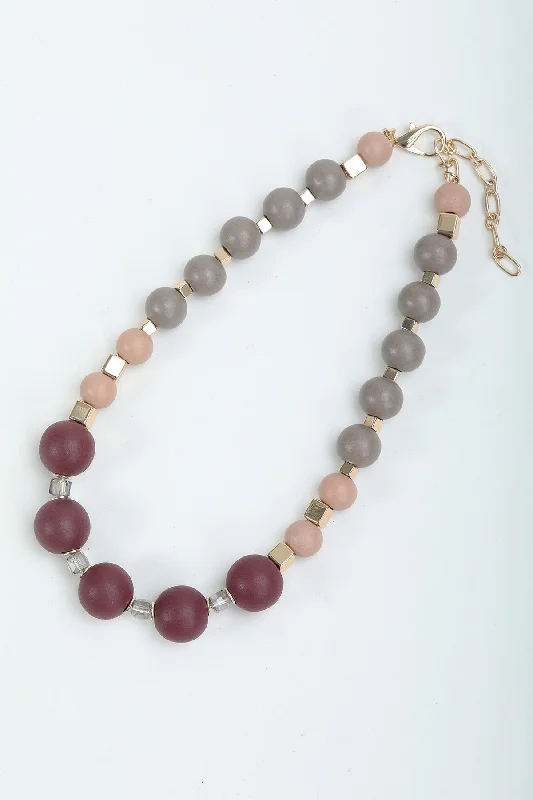 Women’s modern necklaces-Wine Contrast Colour Beaded Necklace