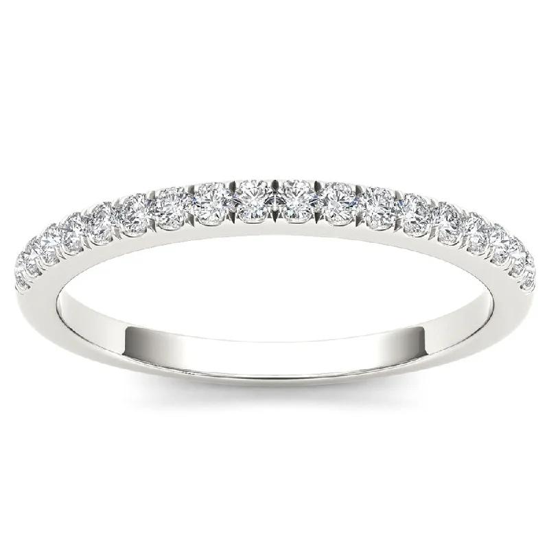 Women’s white gold engagement rings-De Couer 10k White Gold 1/3ct TDW Diamond Comely Women's Wedding Band - White H-I