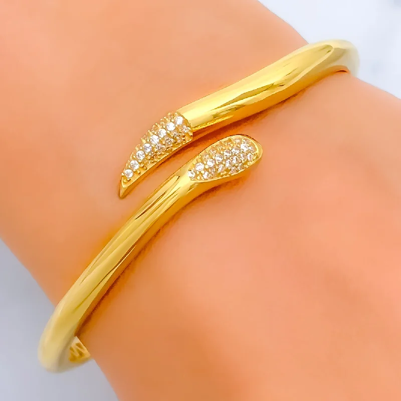 Women’s vintage-inspired bracelets-Modern Curved 22k Gold Bangle Bracelet