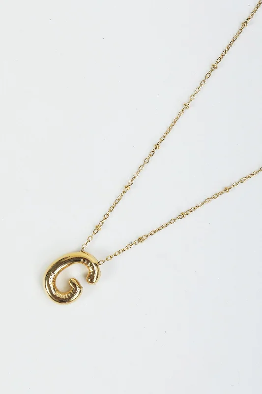 Women’s chunky necklaces-Bubble "G" Gold Initial Necklace