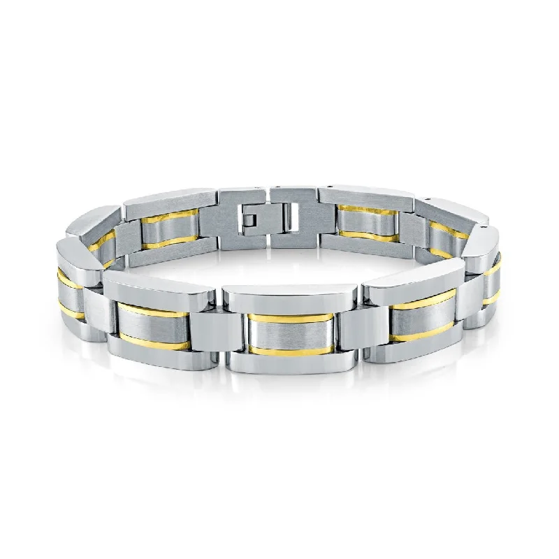 Women’s luxury bracelets-ITALGEM STEEL – TWO TONE LINK BRACELET