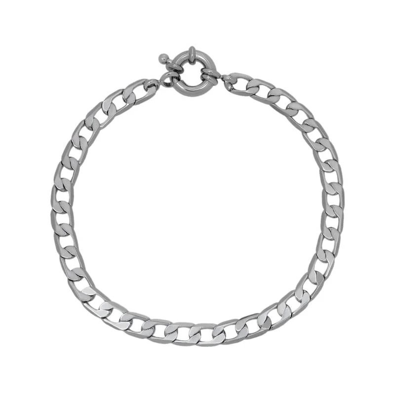 Women’s diamond bangle bracelets-Victoria Townsend Small Fine Silver Plated Flat Curb Bracelet-7.5"