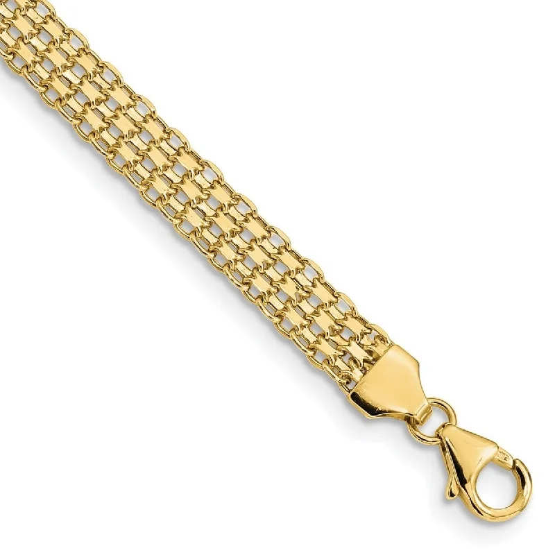 Women’s gold bracelets-Curata 6.2mm 14k Yellow Gold Polished Fancy Link Bracelet 7.5 Inch