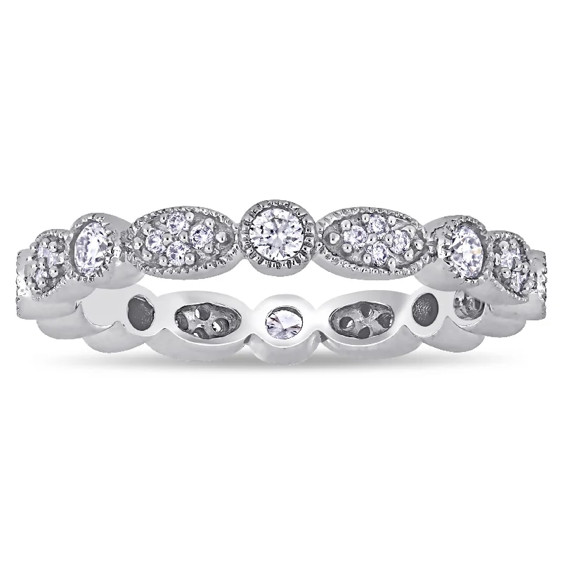 Women’s vintage diamond engagement rings-Miadora 14k White Gold 1/2ct TDW Diamond Stackable Eternity Wedding Band Ring