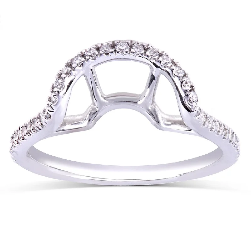 Women’s white gold engagement rings-Annello by Kobelli 14k White Gold 1/5ct TDW Curved Diamond Wedding Band