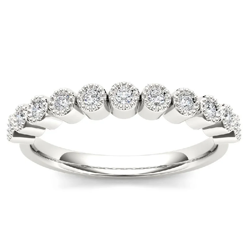 Women’s multi-stone engagement rings-De Couer 10k White Gold 1/8ct TDW Wedding Band - White H-I