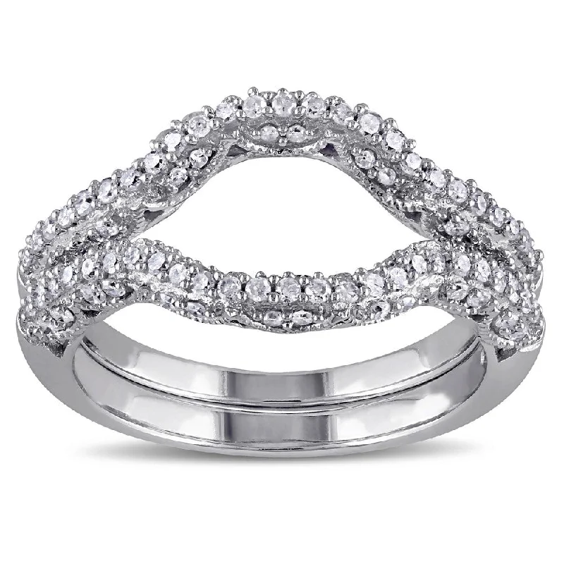 Women’s antique engagement rings-Miadora 10k White Gold 1/2ct TDW Diamond Wedding Band (G-H, I2-I3) - White G-H