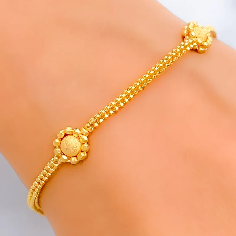 Women’s bangles-Dressy Flower 22K Gold Bracelet