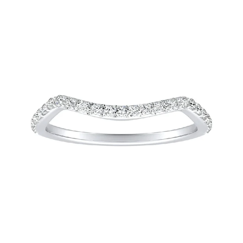 Women’s split shank engagement rings-Auriya 1/5ctw Contoured Diamond Wedding Band 14k Gold