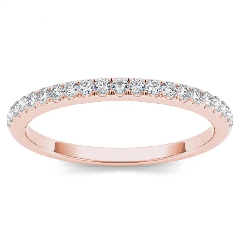 Women’s halo engagement rings with side stones-De Couer 10k Rose Gold 1/6ct TDW Wedding Band