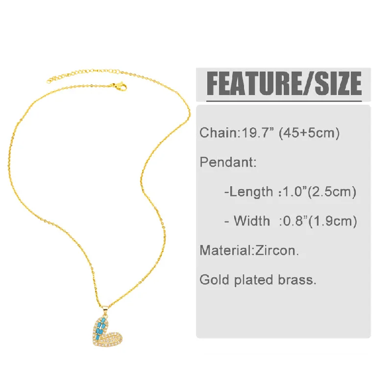 Women’s long necklaces-Simple Style Heart Shape Copper Plating Inlay Zircon 18k Gold Plated Pendant Necklace