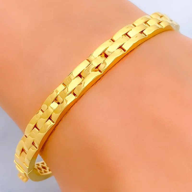 Women’s bracelet sets-Jazzy 22k Gold Link Bangle Bracelet