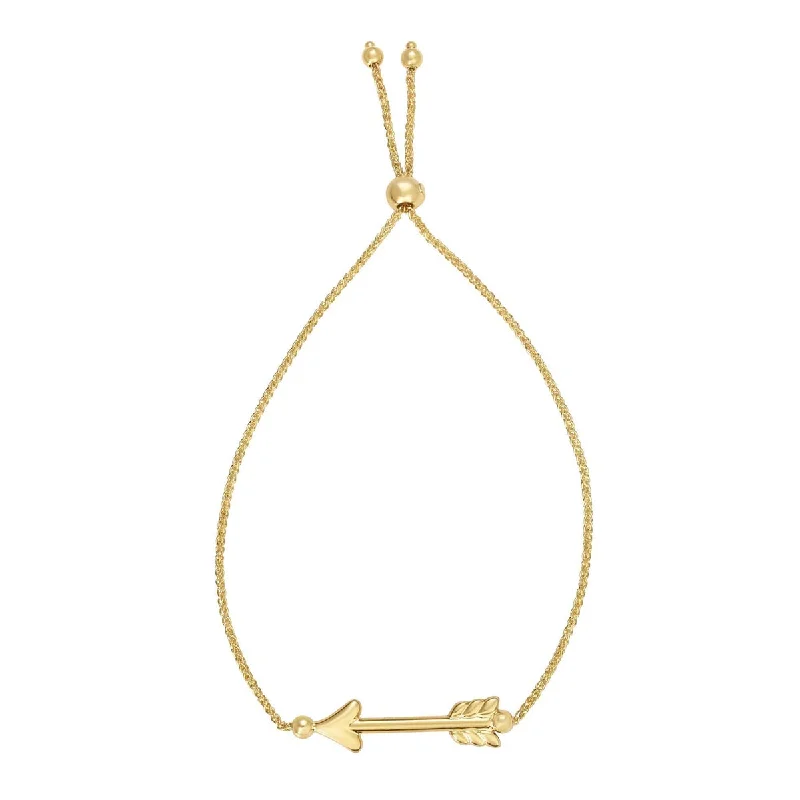 Women’s crystal bangles-Arrow Bolo Bracelet in 14kt Yellow Gold